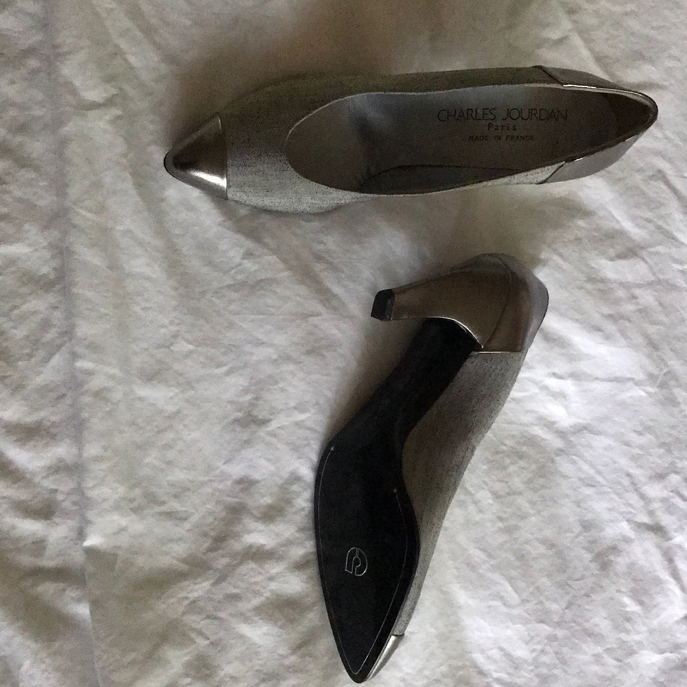 Charles Jourdan metallic heals size 9B